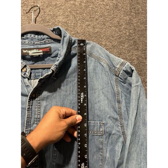 Wrangler Shirt Mens 2XL XXL Denim Riggs Button Up Western Blue Workwear - Picture 4 of 7